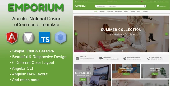 Free Emporium – Angular 20 Material Design eCommerce Template Download ...